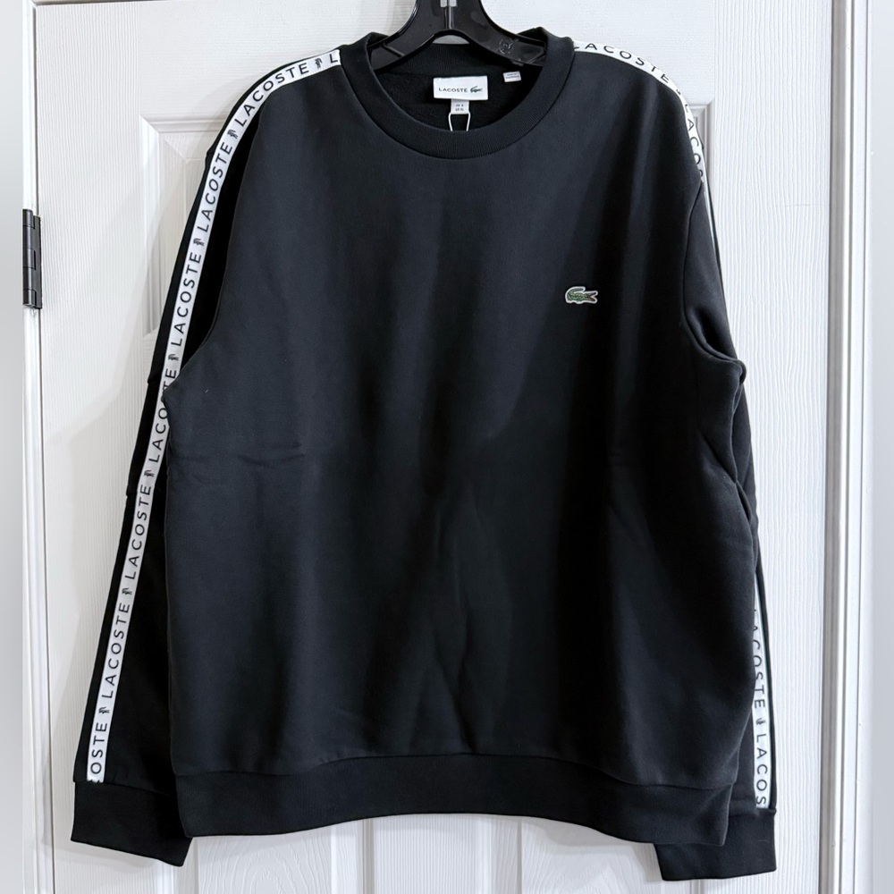 Lacoste Men's Black Sweatshirt with Logo Tape